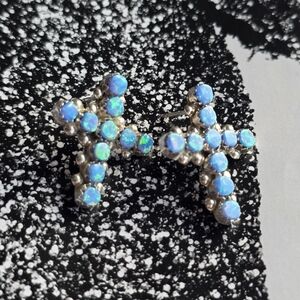 Sterling Silver Cross Opal Earrings Made In New Mexico